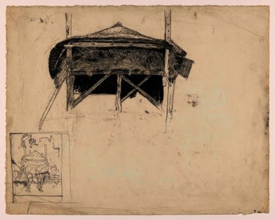 Study of a Haystack, Bottom Left: Sketch of a Horse in Front of a Haystack by Jan Mankes