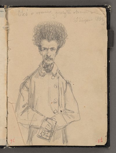 Sketchbook of Jan Matejko from 1861-1863. Single-sided Drawing. Reverse: Aleksander Gryglewski (¾ figure). by Jan Matejko
