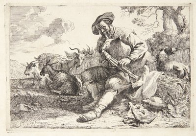 Shepherd with a Bagpipe by Jan Miel