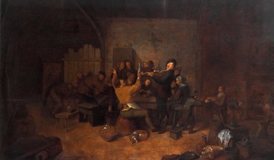 Farmers in an inn A joyful Dutch company drinking and singing in a tavern by Jan Miense Molenaer