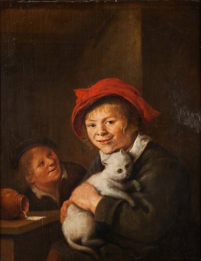 Two Boys Playing with a Cat by Jan Miense Molenaer