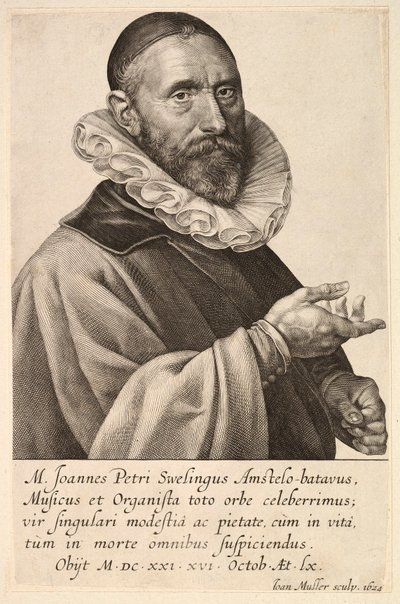 Portrait of Jans Pietersz Sweelinck, pub. 1624 by Jan Muller
