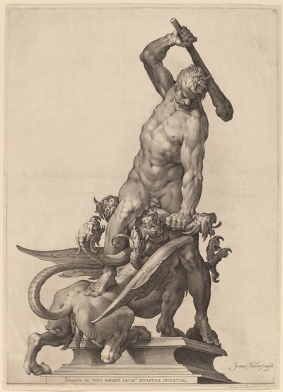Hercules Killing the Hydra by Jan Muller after Adriaen de Vries