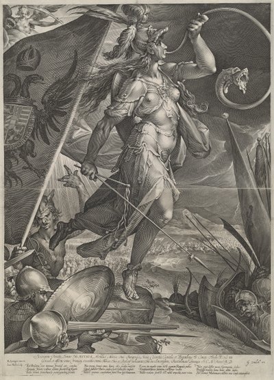 Bellona Leading the Imperial Armies Against the Turks by Jan Muller after Bartholomaeus Spranger