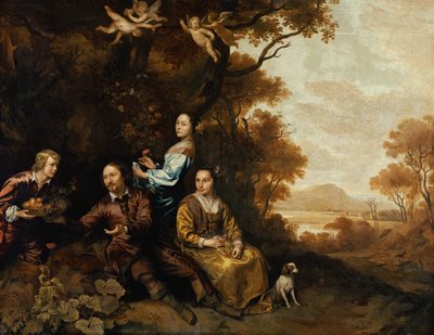 Group Portrait of a Gentleman, His Wife and Daughter by Jan Mytens