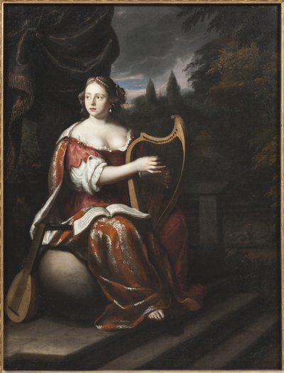 Lady Playing the Harp by Jan Mytens or Mijtens