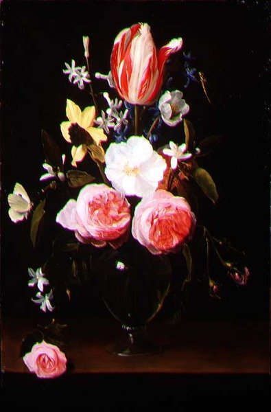 Still Life with Flowers in a Glass Vase by Jan Philip van Thielen