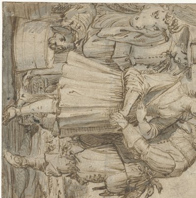 Aged Hunter and a Young Woman by Jan Philipsz. van Bouckhorst
