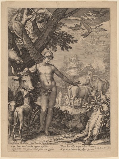 Adam Naming the Animals by Jan Pietersz Saenredam after Abraham Bloemaert