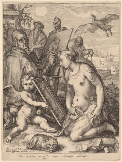 Artist Painting a Nude Woman: Allegory of Visual Perception by Jan Pietersz Saenredam, after Hendrik Goltzius