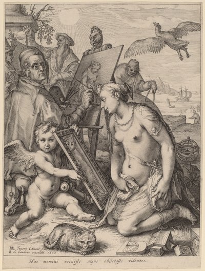 Artist Painting a Nude Woman: Allegory of Visual Perception by Jan Pietersz Saenredam after Hendrik Goltzius