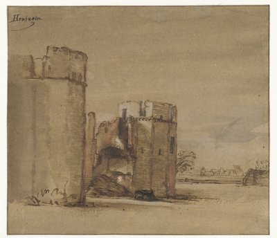 View of Kasteel Honingen near Rotterdam by Jan Ruyscher (attributed to)