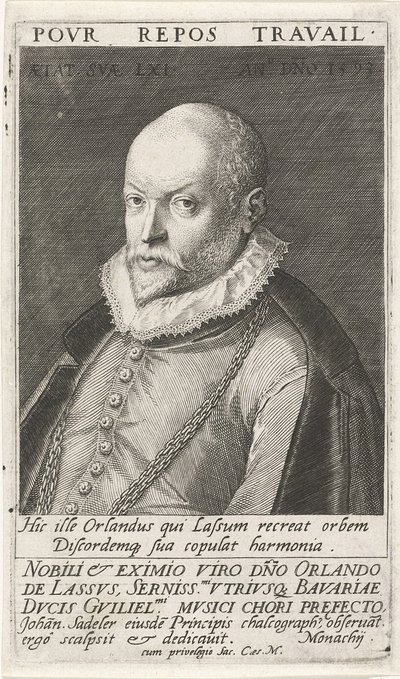 Portrait of the Composer Orlando di Lasso 1532-1594, 1593 by Jan Sadeler