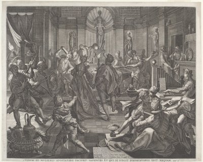 A Pleasure House by Jan Sadeler I, after Joos van Winghe