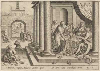 The Plague of Frogs by Jan Sadeler I, after Maarten van Cleef