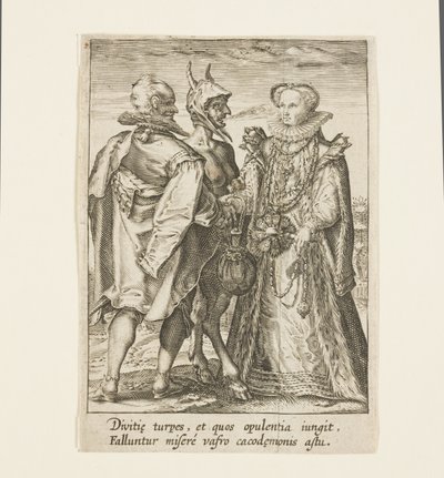 A Marriage Founded on Wealth, Which is the Work of the Devil (engraving) by Jan Saenredam