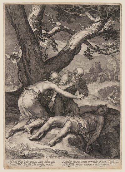 Adam and Eve Lamenting over the Corpse of Abel, from History of the First Parents of Man by Jan Saenredam