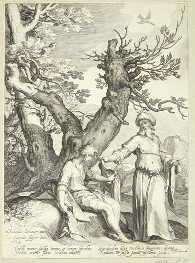 Ahijah Tears His Cloak into Twelve Pieces and Shows Ten to Jeroboam by Jan Saenredam