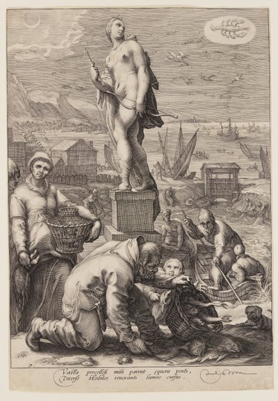 Diana Presiding over Navigation and Fishing, from Seven Planetary Gods by Jan Saenredam