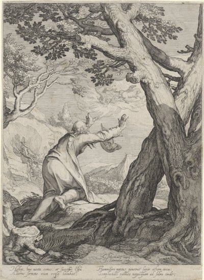 Elijah Leaves the World in a Fiery Chariot and Leaves His Mantle for Elisha by Jan Saenredam