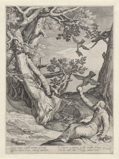 Elijah Fed by Ravens in the Wilderness by Jan Saenredam