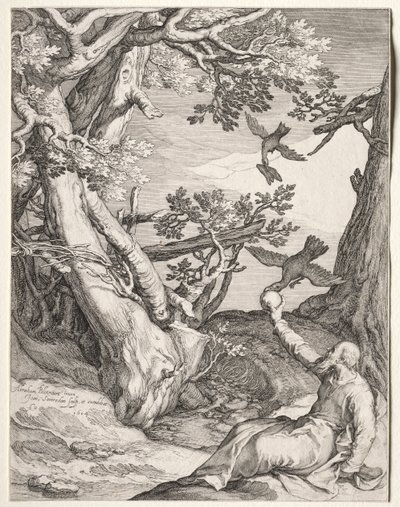 Elijah in the Wilderness Fed by Ravens by Jan Saenredam