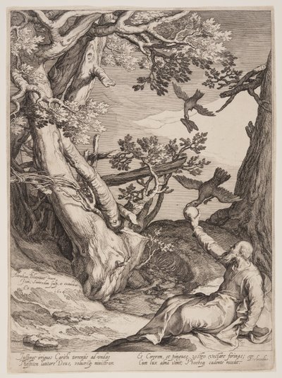 Elijah in the Wilderness Fed by Ravens, from Four Scenes from the Life of the Prophets, Isaiah, Ahajah and Elisha by Jan Saenredam