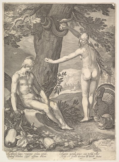 Eve Giving Adam the Forbidden Fruit by Jan Saenredam