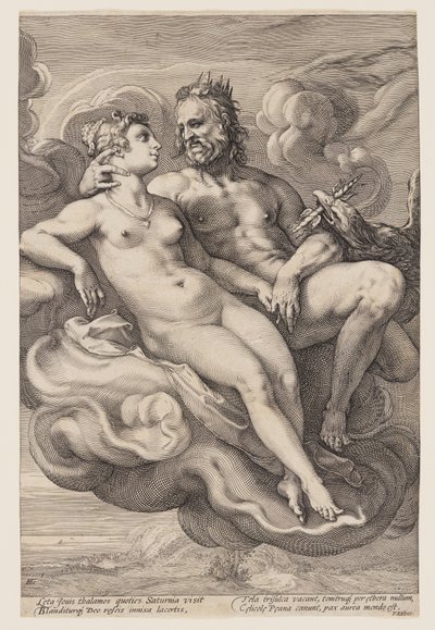 Jupiter and Juno Seated in the Clouds, from Three Paired Gods and Goddesses by Jan Saenredam