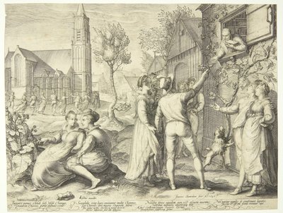 Young Couple Having Fun and Refusing Advice from a Scholar by Jan Saenredam