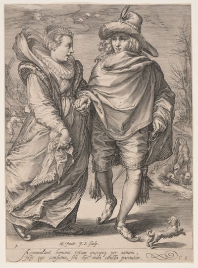 Winter (Young Couple Skating), from The Four Seasons by Jan Saenredam