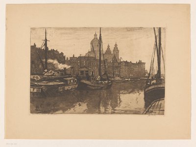 View of the Prins Hendrikkade in Amsterdam by Jan Sirks (signed by artist)