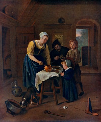 A Peasant Family at Meal-time Grace before Meat by Jan Havickszoon Steen
