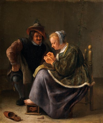 A Woman Mending a Stocking by Jan Steen