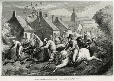 Race of oxen in Braesschaet (engraving by Jan Swerts, to illustrate the story 