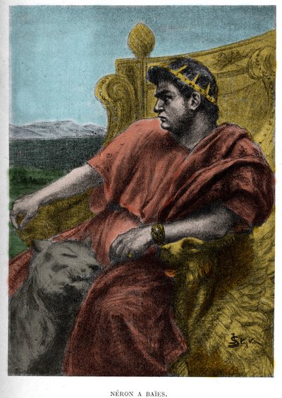 Nero at Baiae (Nerone) Illustration by Jan Styka for the Novel 