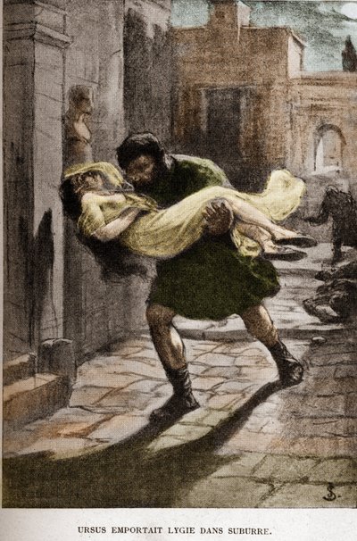 Ursus took Lygie in suburre (chapter X) illustration by JAN STYKA for Henryk Sienkiewicz