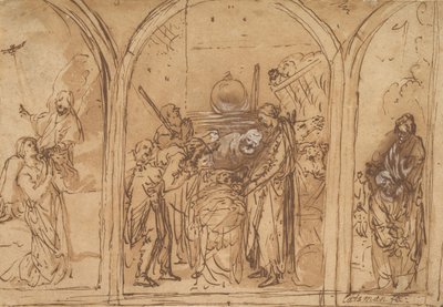 A Design for a Triptych with the Adoration of the Two Saints by Jan Symonsz. Pynas