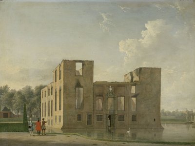 Rear View of Berckenrode Castle in Heemstede after the Fire by Jan Ten Compe