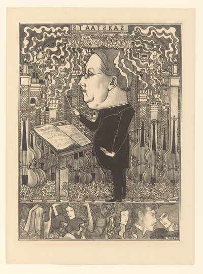 Conductor with Violins and Smoking Chimneys in the Background by Jan Toorop