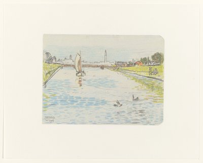 View of a Canal with a Sailing Ship by Jan Toorop