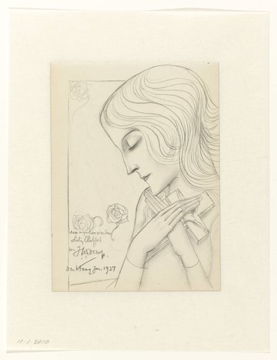Young Girl in Meditation Holding a Cross by Jan Toorop