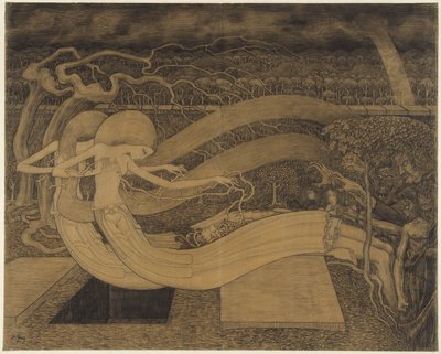 O Grave, Where Is Thy Victory? (Two Women Next to a Man and an Open Grave) by Jan Toorop
