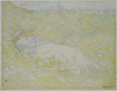 Woman Lying in the Dunes near Noordwijk by Jan Toorop