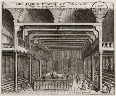 Interior of the Portuguese Synagogue in Amsterdam by Jan Veenhuysen