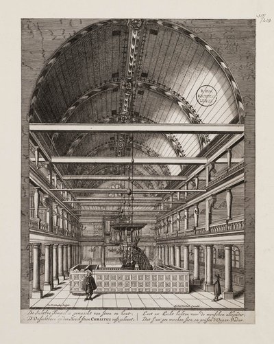Interior of the Portuguese Synagogue in Amsterdam by Jan Veenhuysen