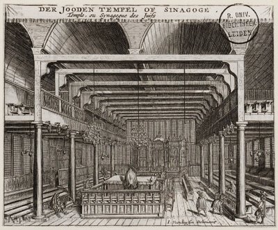 Interior of the Portuguese Synagogue in Amsterdam by Jan Veenhuysen