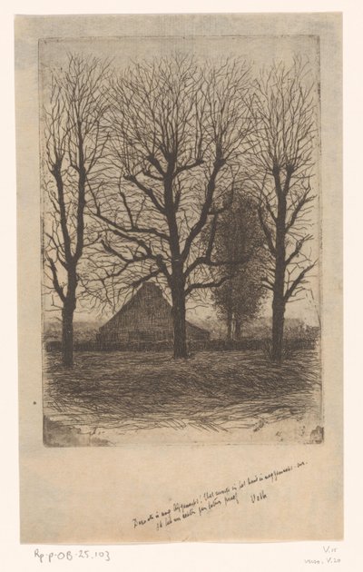 Farm Between Tall Trees, Ewijkshoeve by Jan Veth (signed by artist)