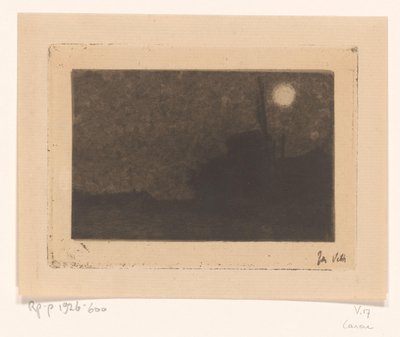 Mill in Laren in the Moonlight by Jan Veth (signed by artist)
