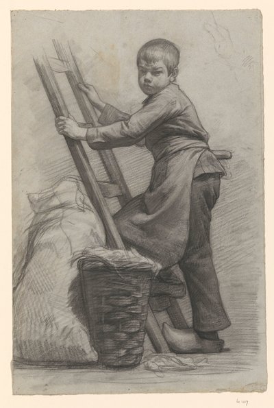 Boy Standing by a Ladder and a Basket by Jan Veth